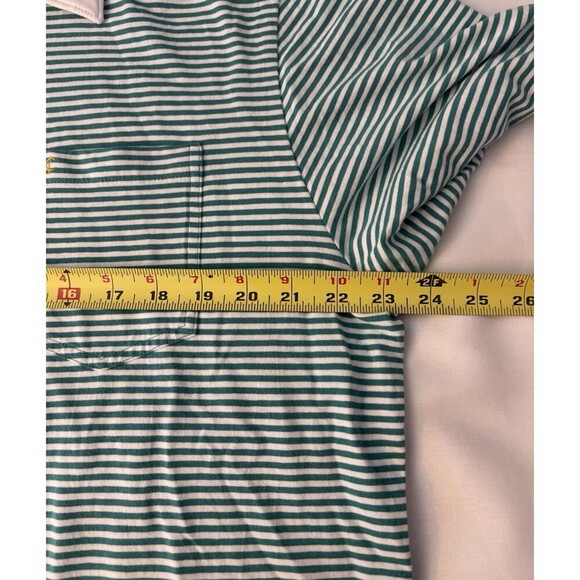CRIQUET Mens Green White Striped Short Sleeve Polo XXL Cotton Golf Preppy Casual - Picture 10 of 10